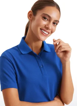 3 Button Collared Cropped Quick Dry Polo