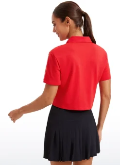 3 Button Collared Cropped Quick Dry Polo