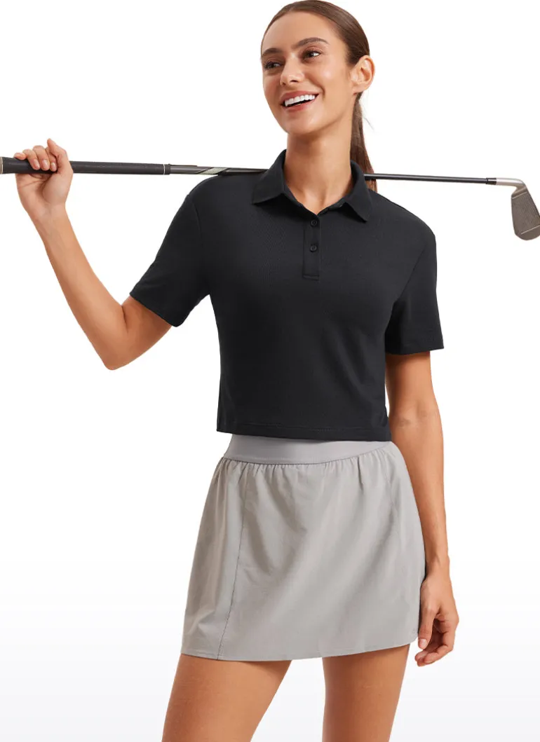 3 Button Collared Cropped Quick Dry Polo