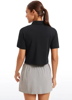 3 Button Collared Cropped Quick Dry Polo