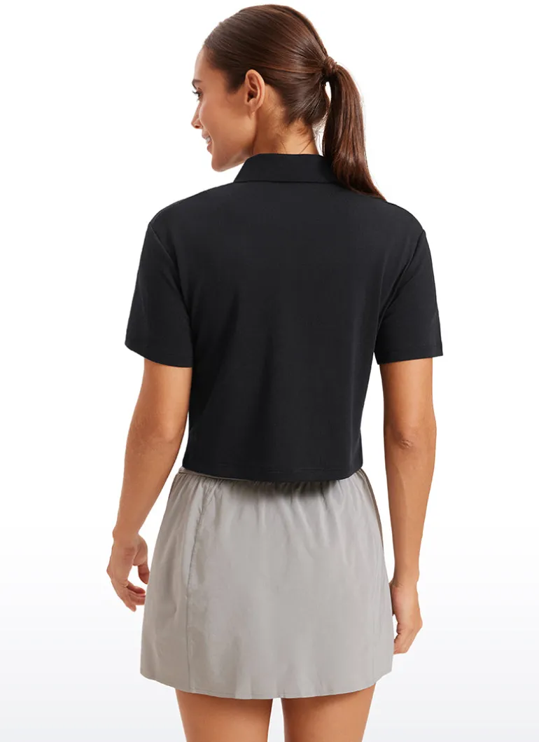 3 Button Collared Cropped Quick Dry Polo