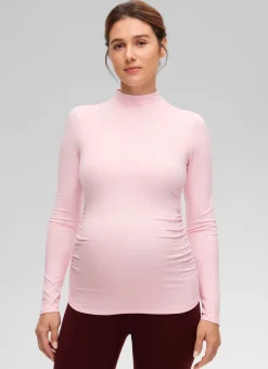 Cloud Jersey Maternity Mock Neck Ruched Shirt