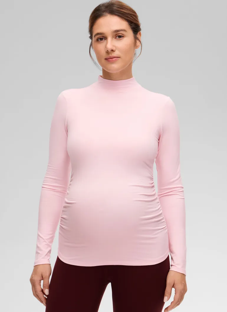Cloud Jersey Maternity Mock Neck Ruched Shirt