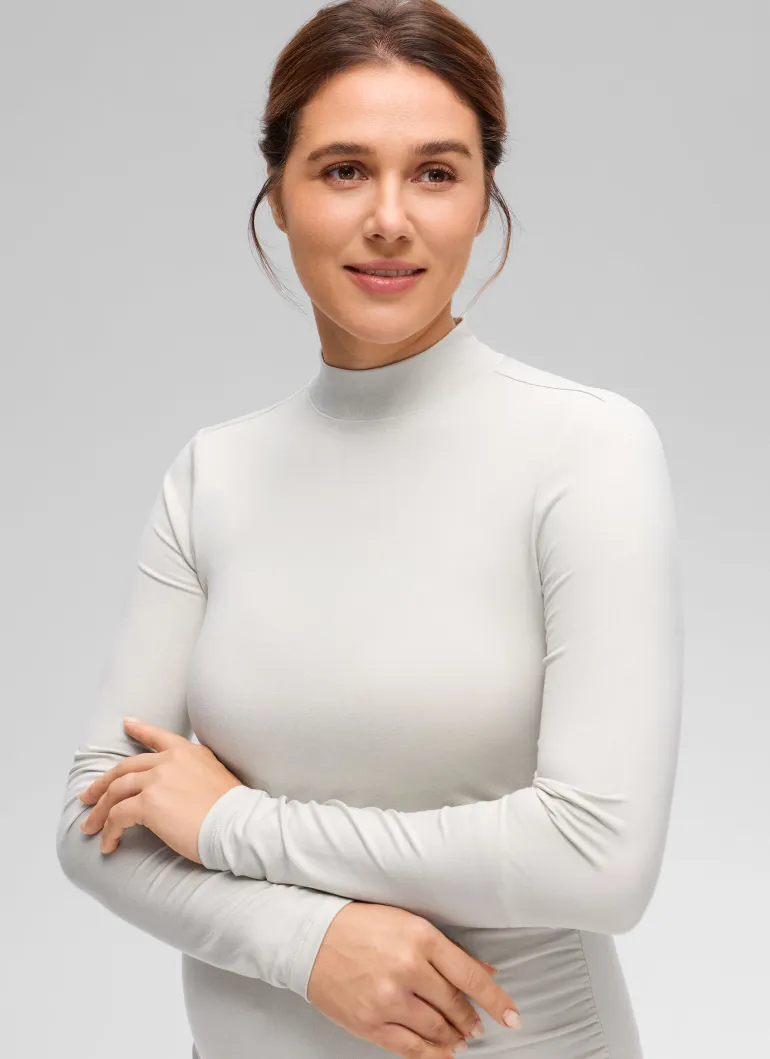 Cloud Jersey Maternity Mock Neck Ruched Shirt