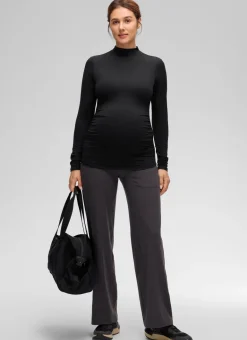 Cloud Jersey Maternity Mock Neck Ruched Shirt