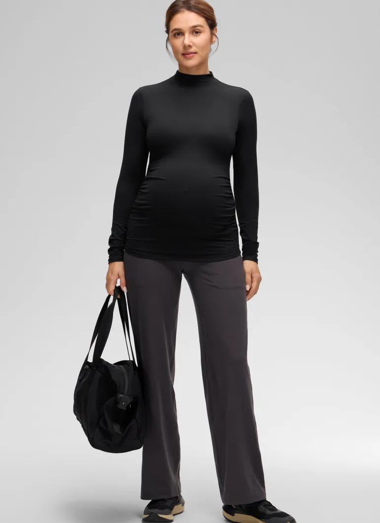 Cloud Jersey Maternity Mock Neck Ruched Shirt