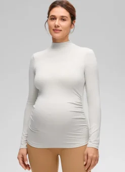 Cloud Jersey Maternity Mock Neck Ruched Shirt