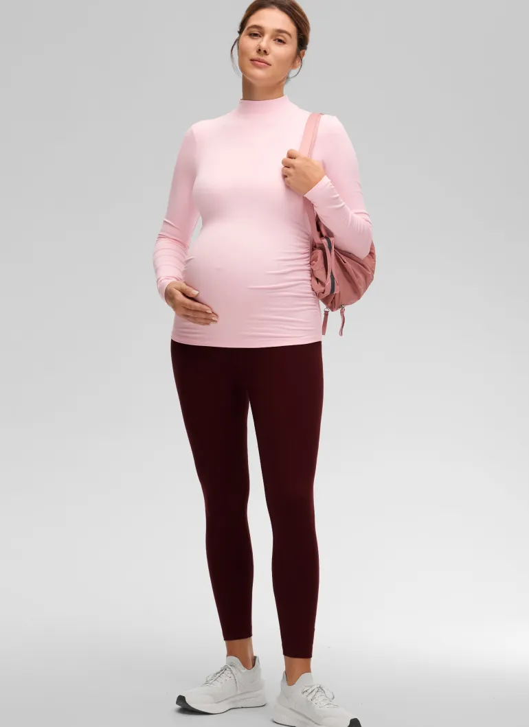 Cloud Jersey Maternity Mock Neck Ruched Shirt