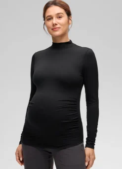 Cloud Jersey Maternity Mock Neck Ruched Shirt