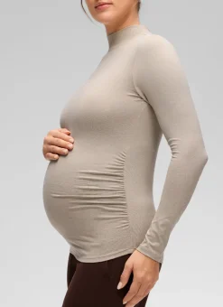 Cloud Jersey Maternity Mock Neck Ruched Shirt