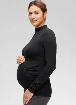 Cloud Jersey Maternity Mock Neck Ruched Shirt