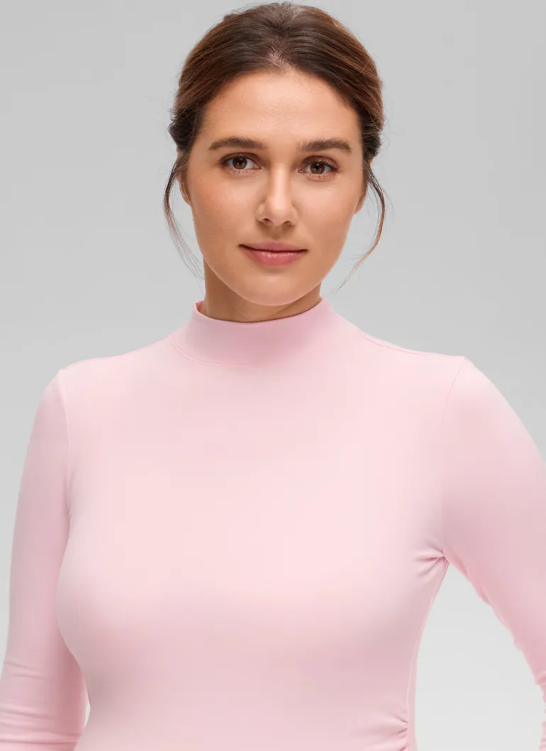 Cloud Jersey Maternity Mock Neck Ruched Shirt