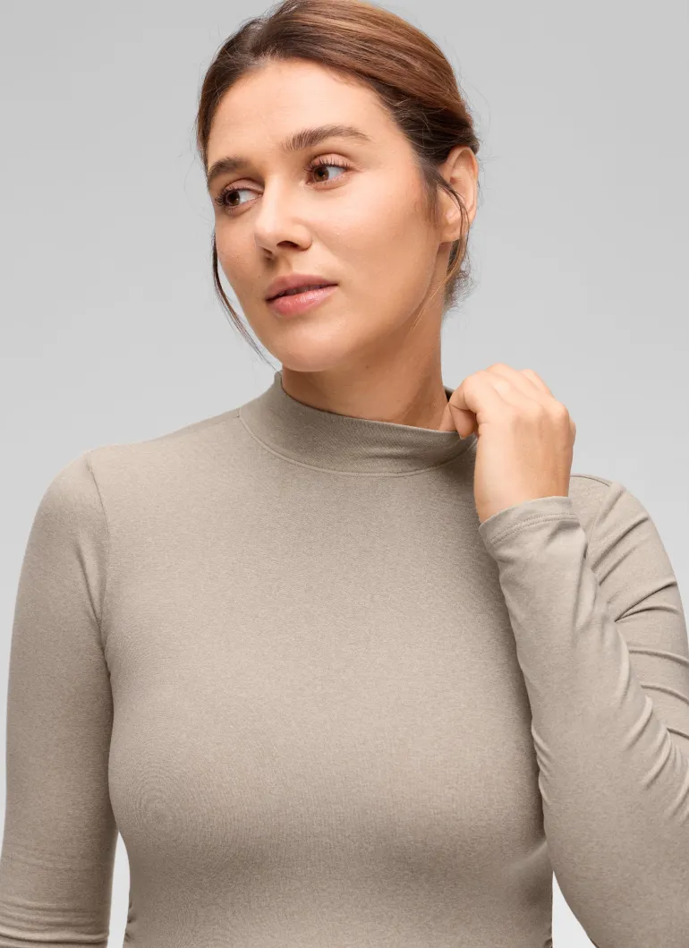 Cloud Jersey Maternity Mock Neck Ruched Shirt