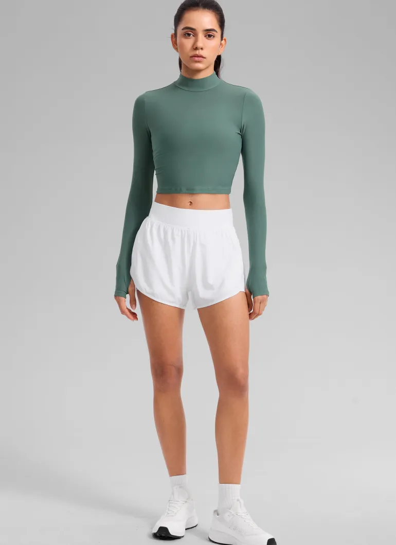 Cloudweight Mock Neck Crop Long Sleeve