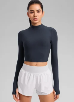Cloudweight Mock Neck Crop Long Sleeve