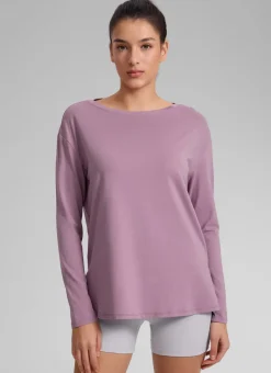 Cotton-Blend Boat Neck Long Sleeve