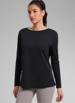 Cotton-Blend Boat Neck Long Sleeve