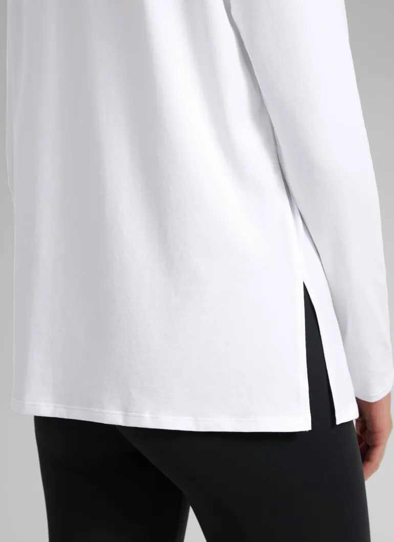 Cotton-Blend Boat Neck Long Sleeve