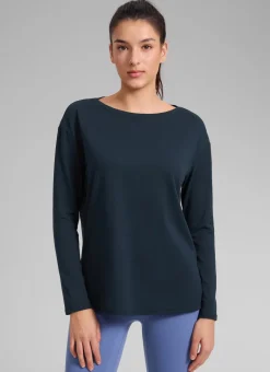 Cotton-Blend Boat Neck Long Sleeve