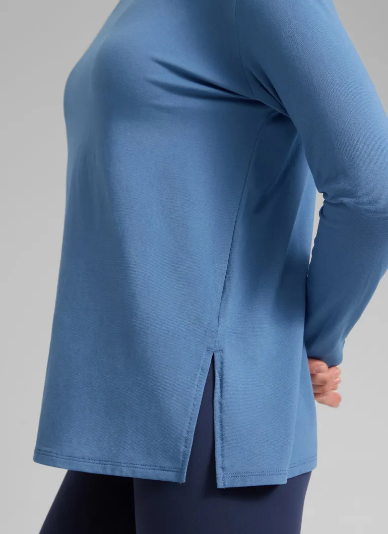 Cotton-Blend Boat Neck Long Sleeve