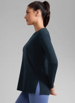 Cotton-Blend Boat Neck Long Sleeve