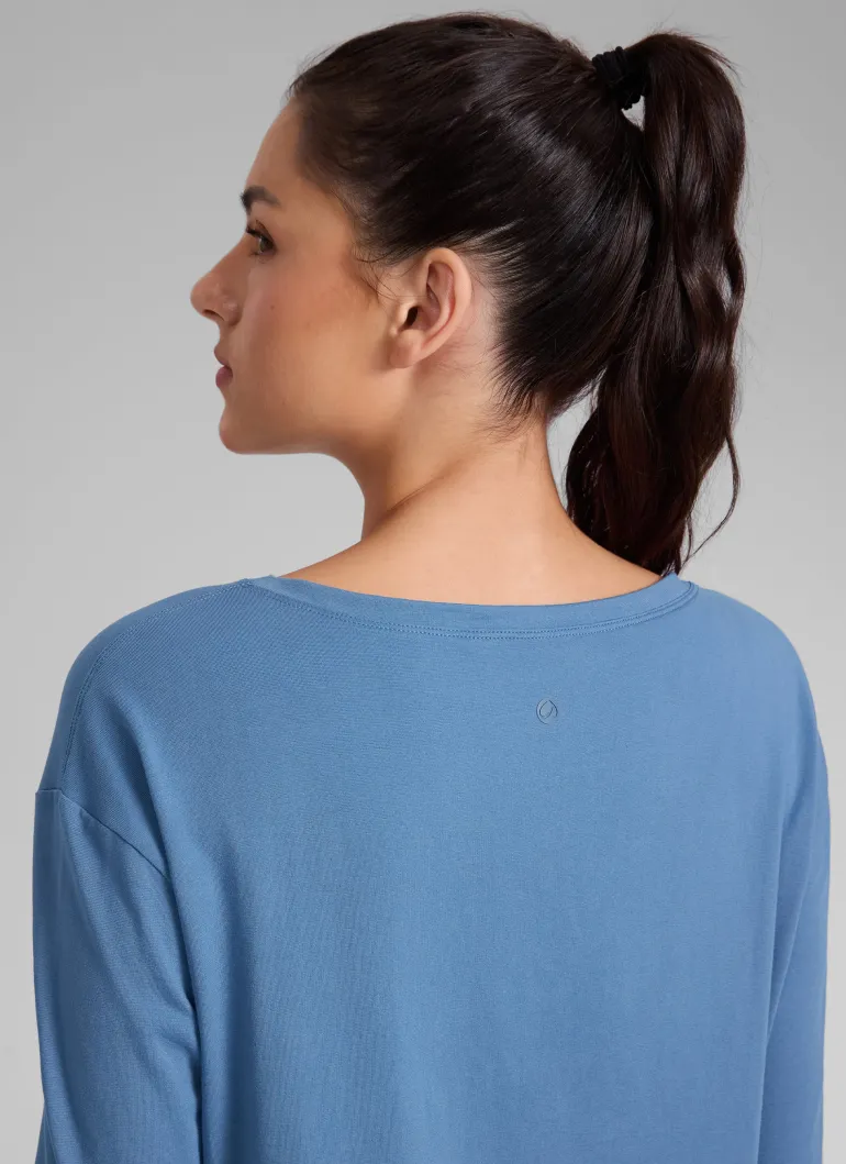 Cotton-Blend Boat Neck Long Sleeve