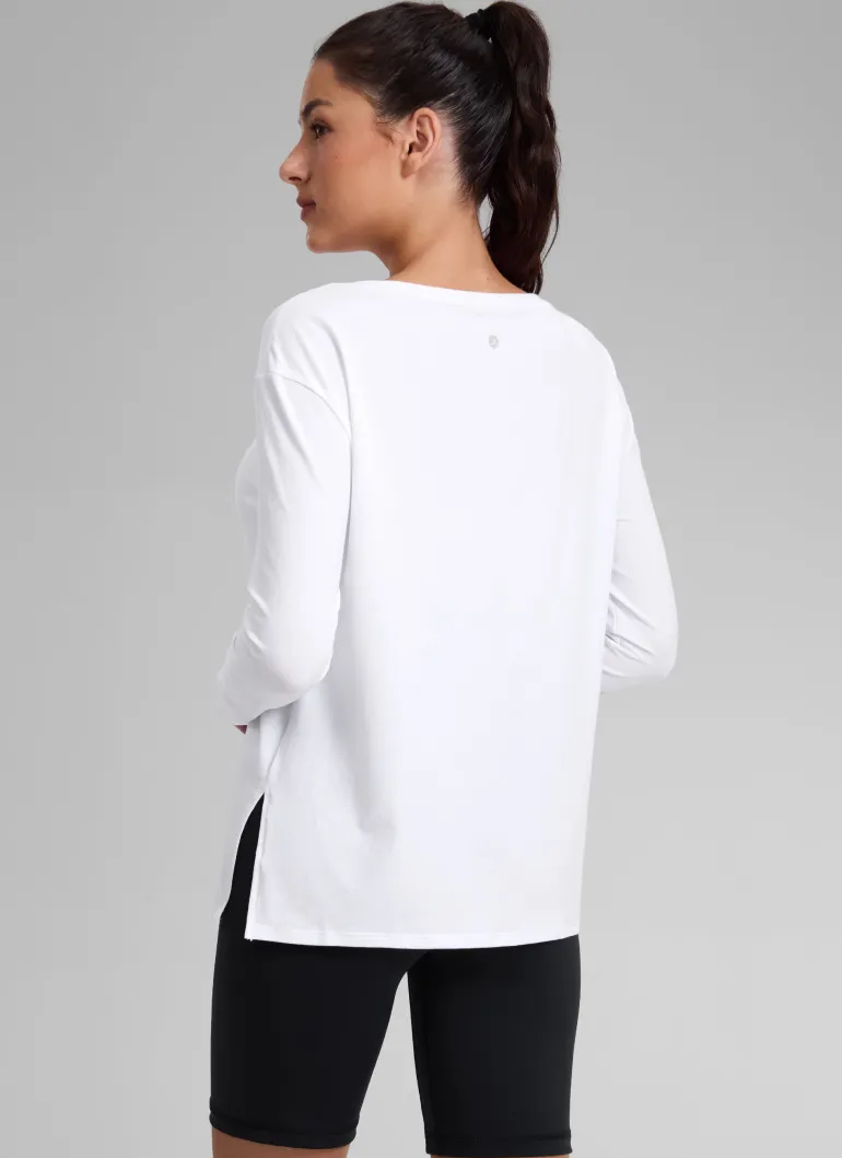 Cotton-Blend Boat Neck Long Sleeve