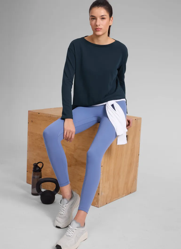 Cotton-Blend Boat Neck Long Sleeve