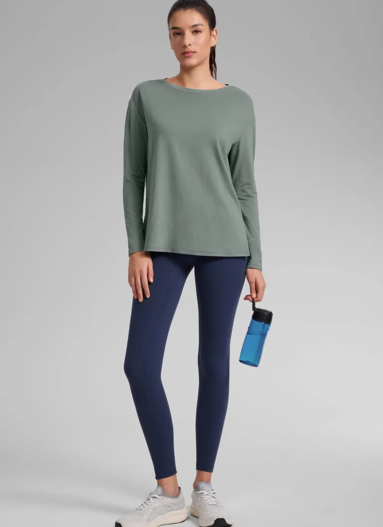 Cotton-Blend Boat Neck Long Sleeve
