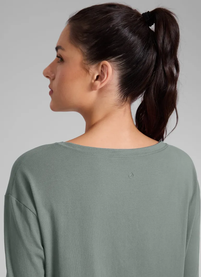 Cotton-Blend Boat Neck Long Sleeve