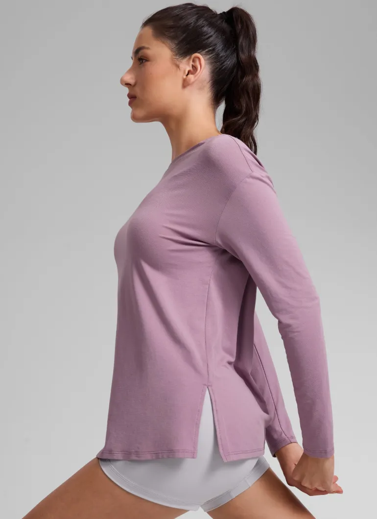 Cotton-Blend Boat Neck Long Sleeve