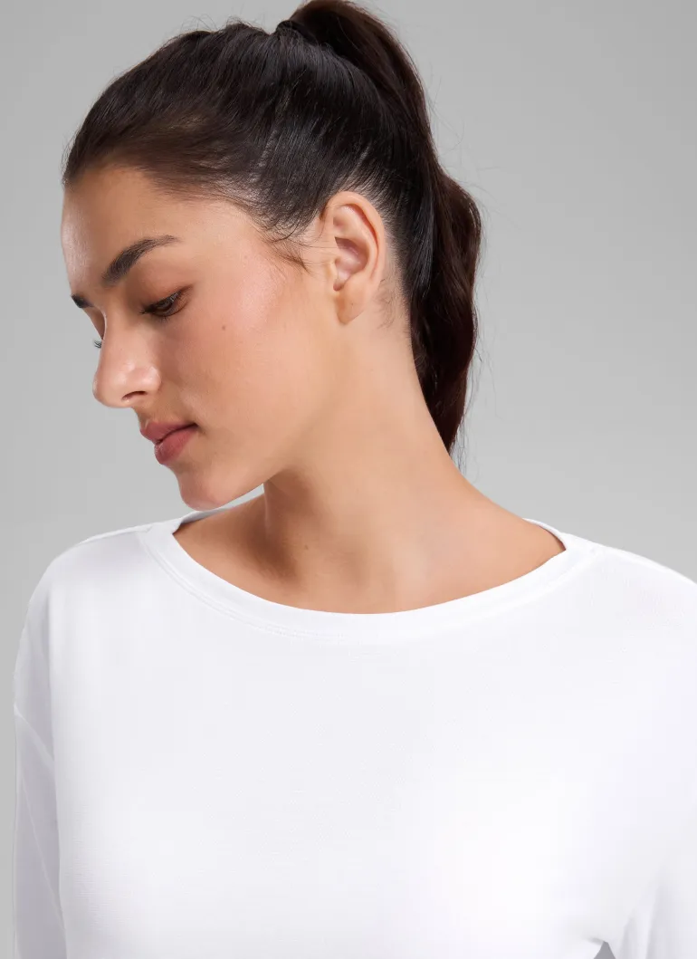 Cotton-Blend Boat Neck Long Sleeve