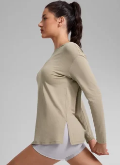 Cotton-Blend Boat Neck Long Sleeve