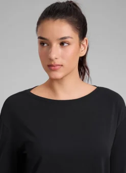Cotton-Blend Boat Neck Long Sleeve