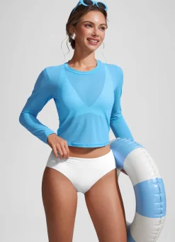 Cover Up Mesh Cropped Long Sleeve