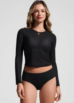 Cover Up Mesh Cropped Long Sleeve