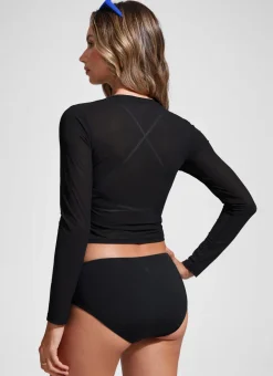 Cover Up Mesh Cropped Long Sleeve