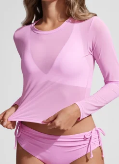 Cover Up Mesh Cropped Long Sleeve