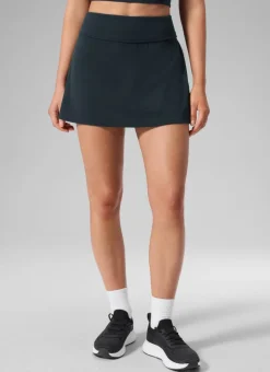 Dual-fabric Pleated Back Mini Tennis Skirt