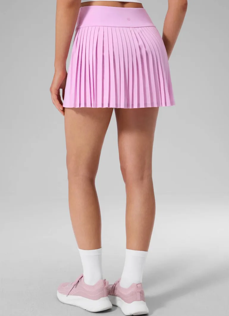 Dual-fabric Pleated Back Mini Tennis Skirt