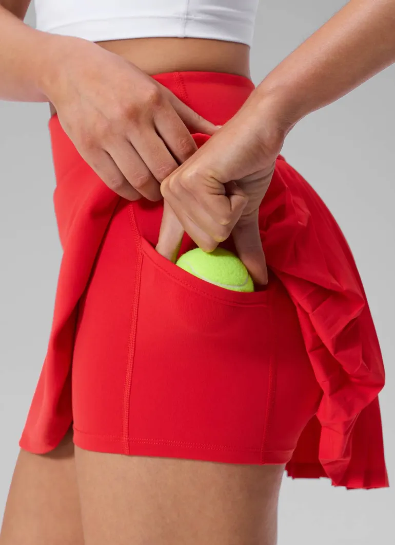 Dual-fabric Pleated Back Mini Tennis Skirt