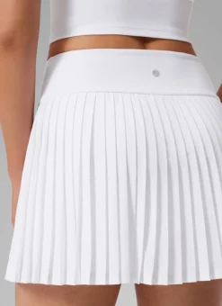 Dual-fabric Pleated Back Mini Tennis Skirt