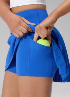 Dual-fabric Pleated Back Mini Tennis Skirt