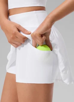 Dual-fabric Pleated Back Mini Tennis Skirt