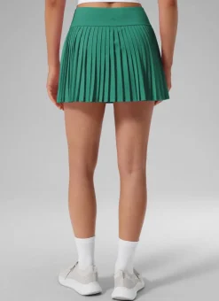 Dual-fabric Pleated Back Mini Tennis Skirt