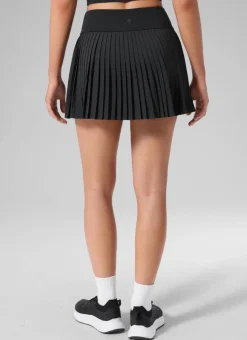 Dual-fabric Pleated Back Mini Tennis Skirt