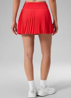 Dual-fabric Pleated Back Mini Tennis Skirt