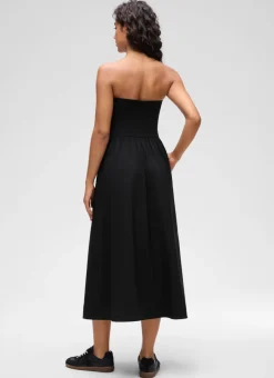 Dual-fabric Strapless Maxi Dress