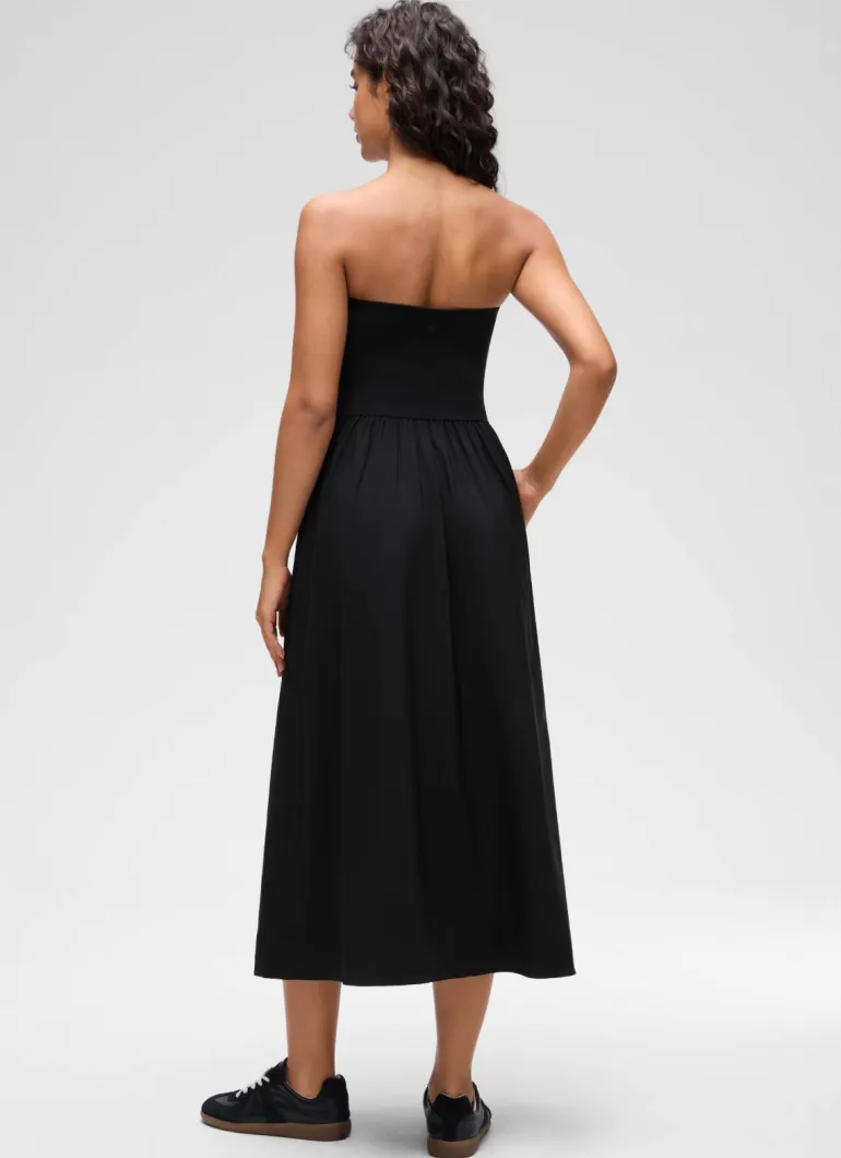 Dual-fabric Strapless Maxi Dress