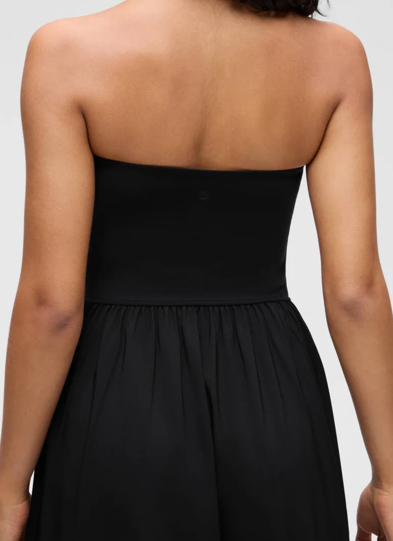 Dual-fabric Strapless Maxi Dress